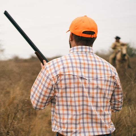 Baclk Orange/Navy Plaid Pearl Snap Performance Shirt - Sundown Supply Co