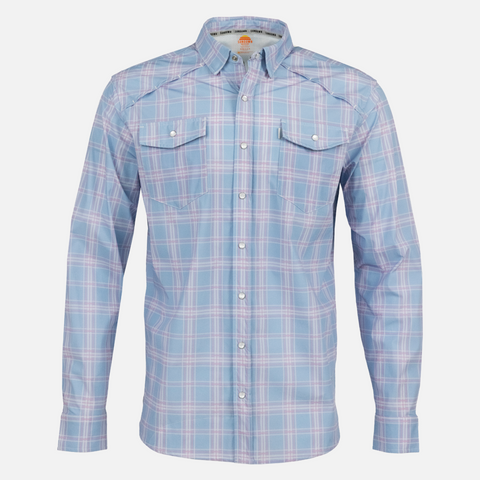Blue/Pink Plaid Pearl Snap Field Shirt L/S with shoulder vents