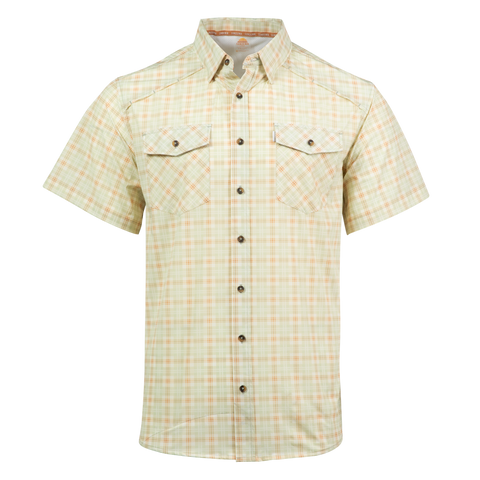 Plaid short-sleeve shirt on a white background