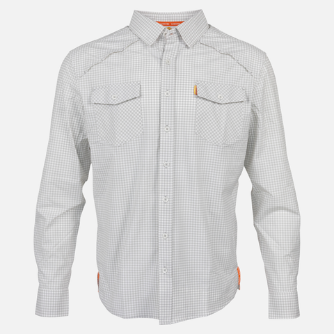 White/Grey Micro-Gingham Performance Shirt L/S