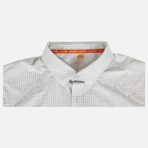 White/Grey Micro-Gingham Performance Shirt L/S