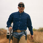 Navy Pearl Snap Performance Shirt L/S- Sundown Supply Co