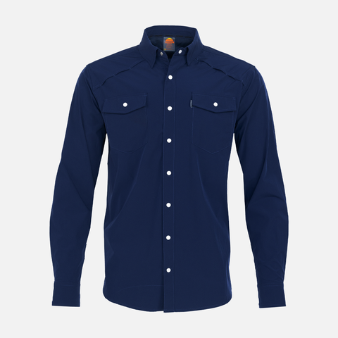 Navy Pearl Snap Field Shirt L/S