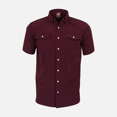 Maroon Pearl Snap Field Shirt S/S