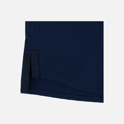 side cutout on side seam of Navy Pearl Snap Field Shirt S/S