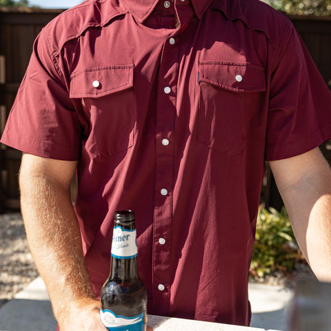 Maroon Short Sleeve Men's Shirt