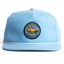 Light blue cap with a logo on a white background