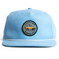Light blue cap with a logo on a white background