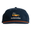 Navy blue cap with embroidered design and 'Sundown' text on a white background