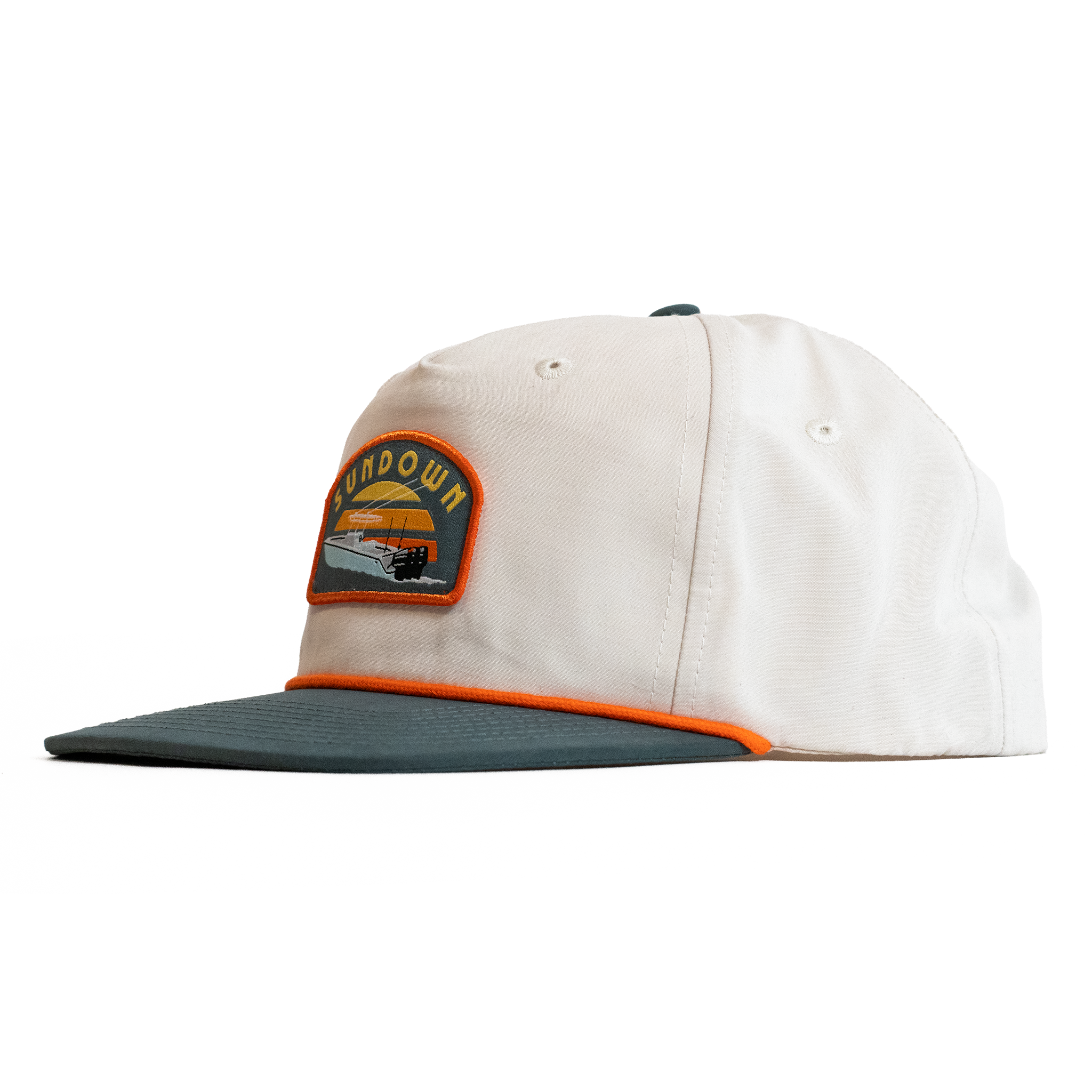 Cap with a logo patch on a white background