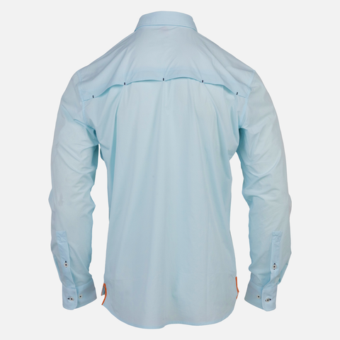 rear view of Long sleeve faded sky performance field shirt