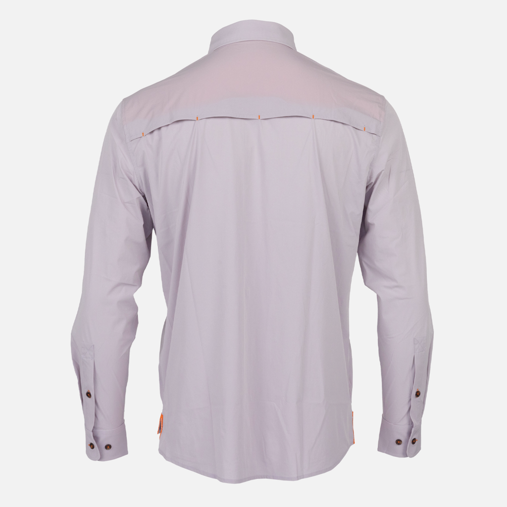 rear view of Long sleeve Moonstone performance field shirt