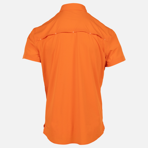 rear view of Sundown blaze short sleeve performance field shirt