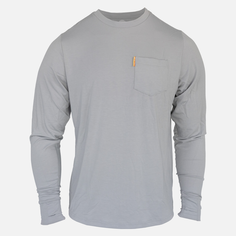 front view of Grey Greetings Bamboo Sun Crew L/S showing left chest pocket