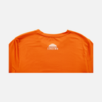 closeup view of upper back of Blaze Bamboo Sun Crew L/S showing white SUNDOWN logo