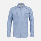 Blue Gingham Pearl Snap Field Shirt L/S with shoulder vents