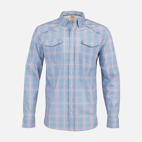 Blue/Pink Plaid Pearl Snap Field Shirt L/S with shoulder vents