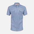Blue Gingham Pearl Snap Field Shirt S/S with shoulder vents