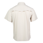 Beige short-sleeve shirt on a white background