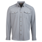 Light gray button-up shirt on a white background