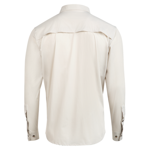 Light gray/cream button up shirt back view