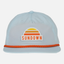 Faded Sky Unstructured 5-Panel Rope Cap with orange rope across front and sundown logo patch on forehead