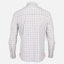 rear view of Long sleeve White/Brick/Navy Plaid performance field shirt