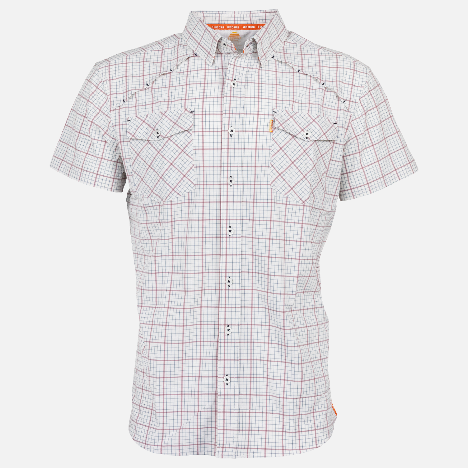 Sundown white/brick/navy paid short sleeve performance field shirt