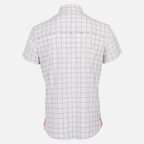 rear view of Sundown white/brick/navy paid short sleeve performance field shirt