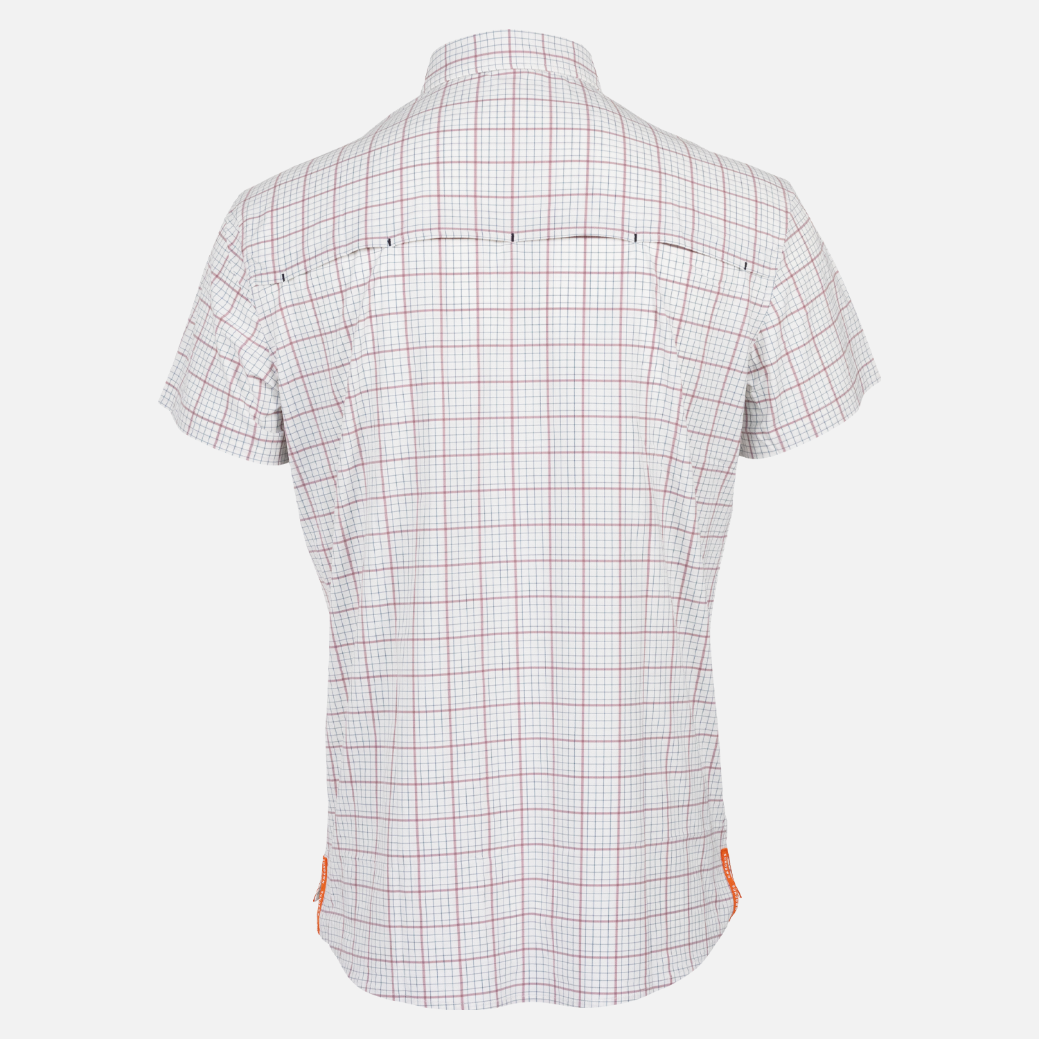 rear view of Sundown white/brick/navy paid short sleeve performance field shirt