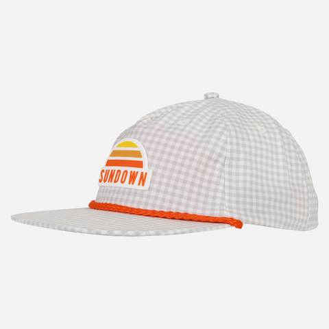 White/Grey Micro-Gingham Unstructured 5-Panel Rope Cap