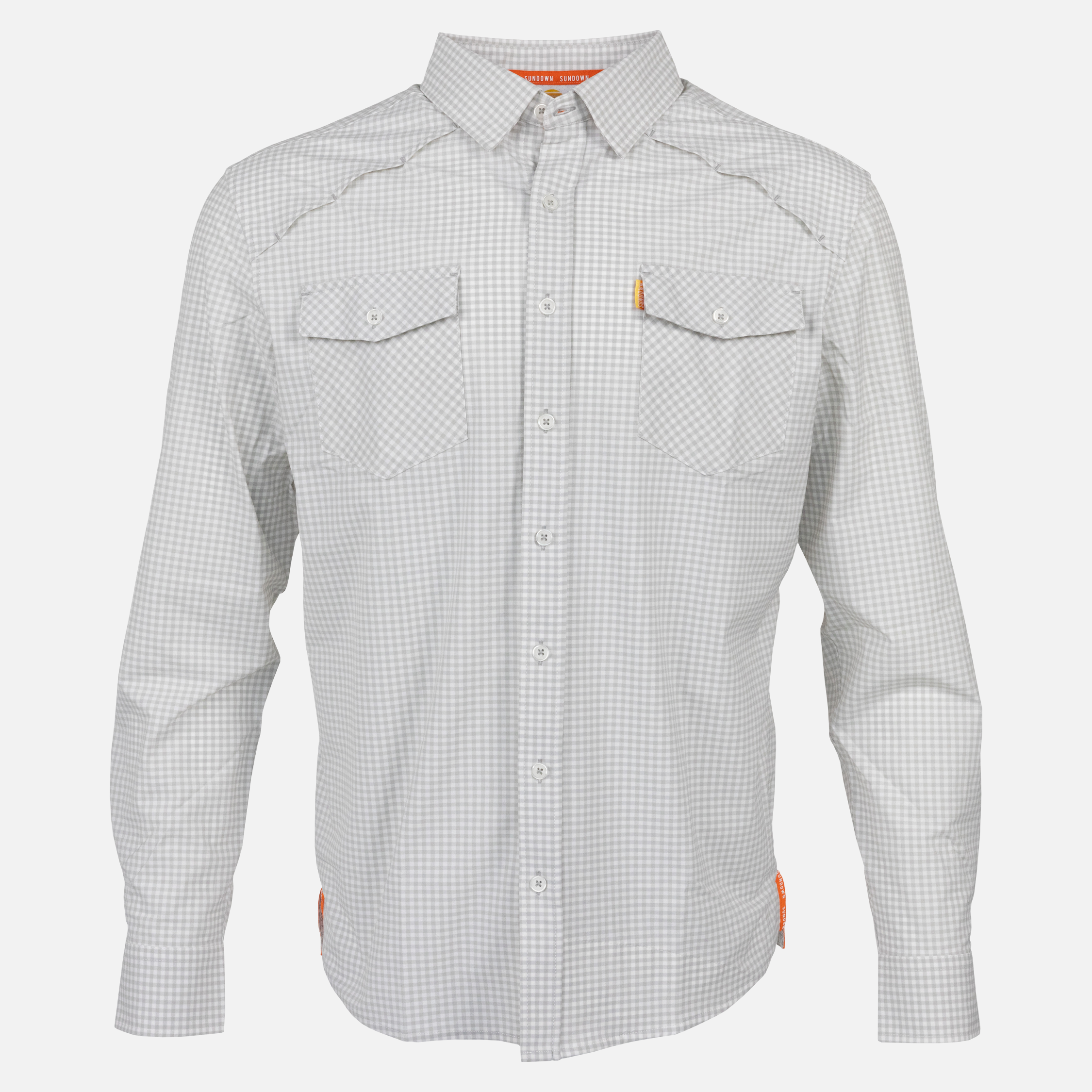 White/Grey Micro-Gingham Performance Shirt L/S