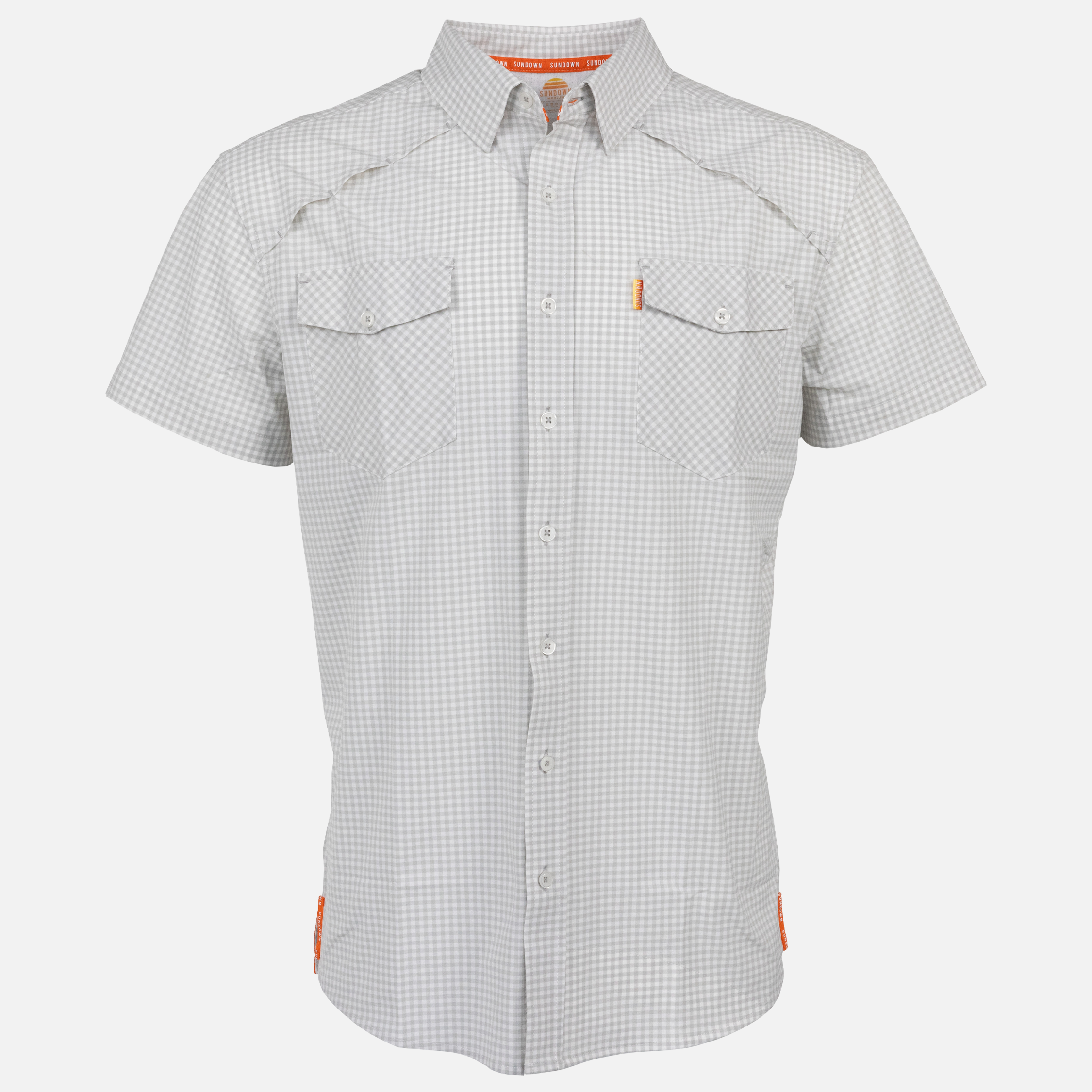 White/Grey Micro-Gingham Performance Shirt S/S