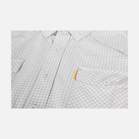 White/Grey Micro-Gingham Performance Field Shirt L/S