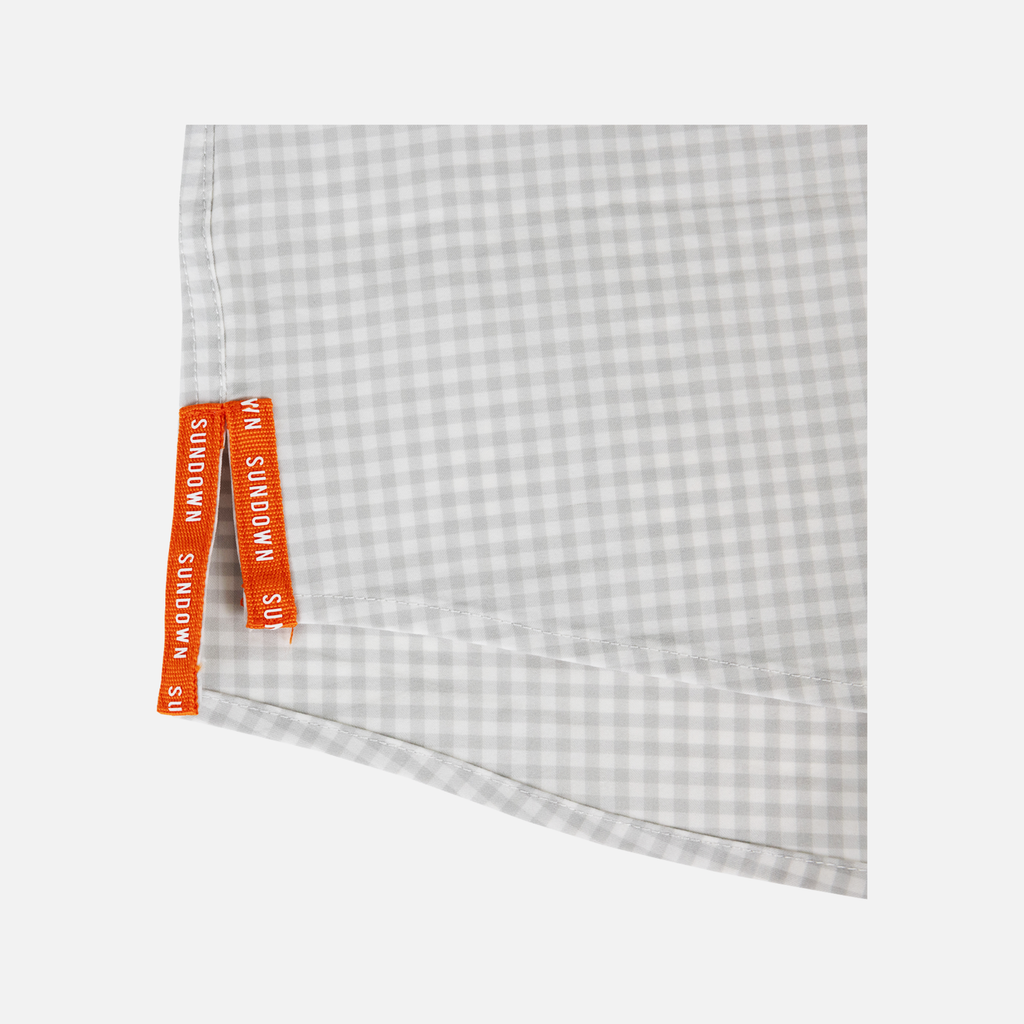 White/Grey Micro-Gingham Performance Shirt L/S