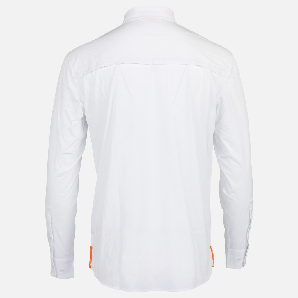 rear view of Long sleeve white performance field shirt - Sundown Supply Co
