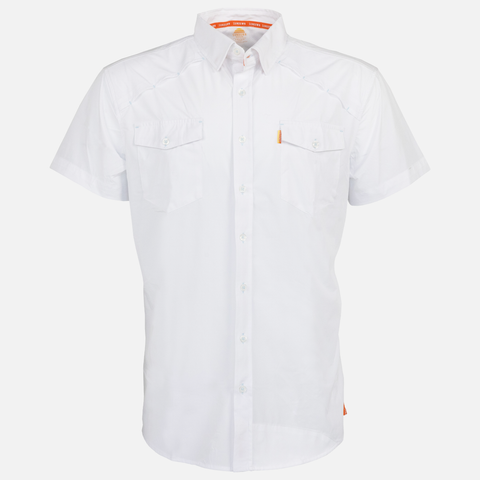 Sundown white short sleeve performance field shirt